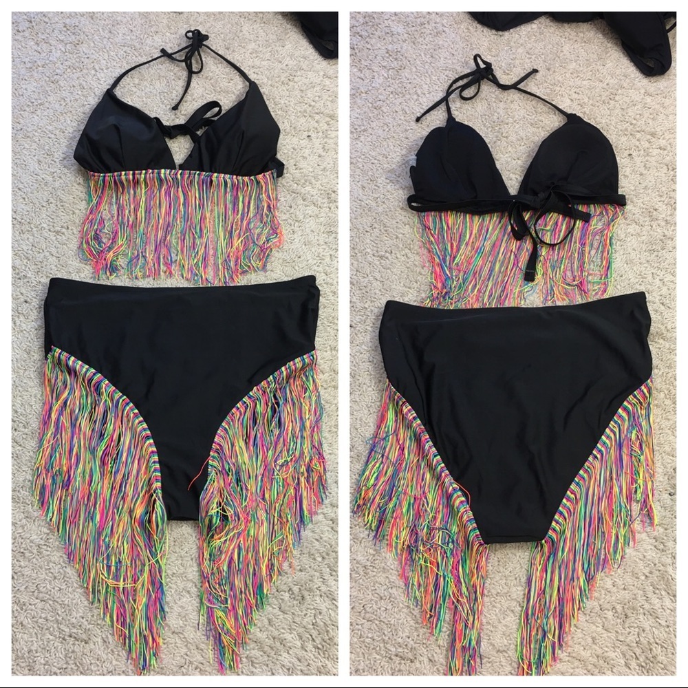 New! Shein neon fringe bikini